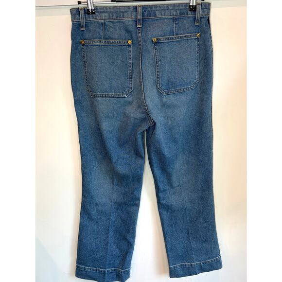 Khaite Raquel Premium Denim Sz 30 Cropped Patch Pocket Jeans Straight Flare - Picture 8 of 12